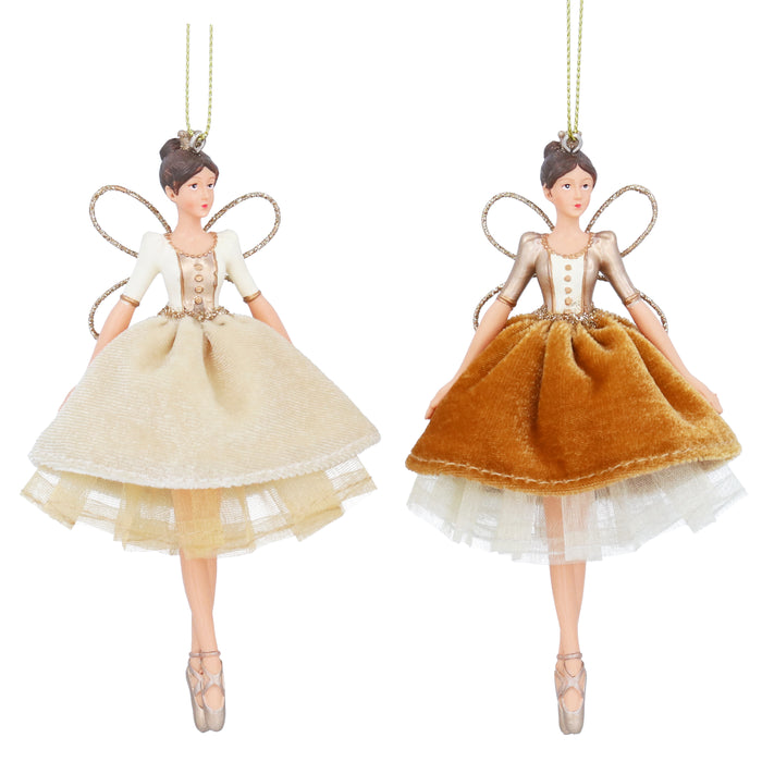 Cream & Gold Resin/Velvet Fairy Dec