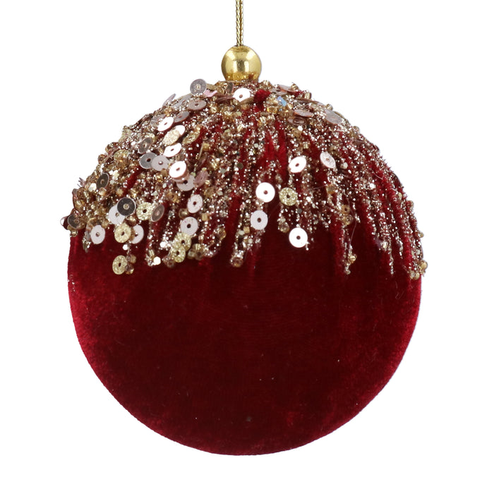 Burgundy Velvet Ball w Gold Cascade