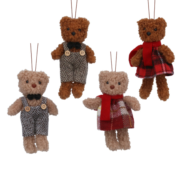 Fabric Mr/Mrs Dressed Teddy Dec, 4as