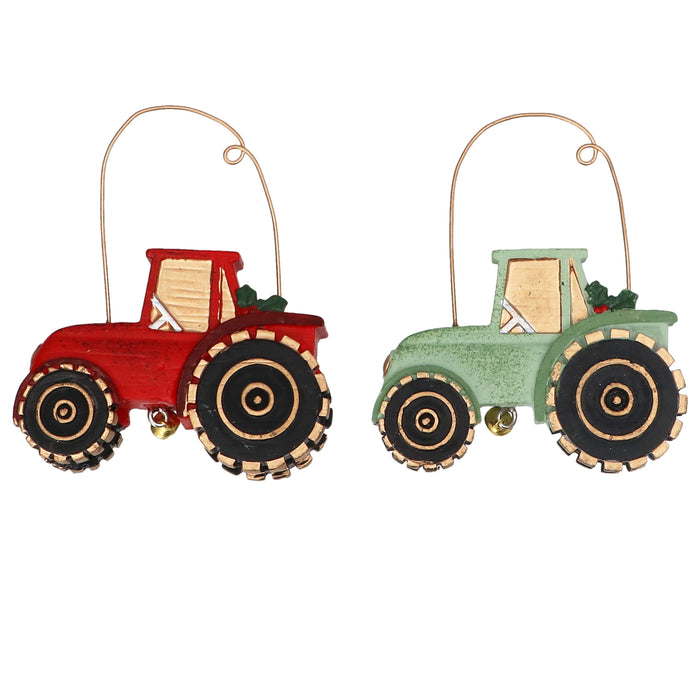 Resin Dec, 6cm - Red/Green Tractor, 2as