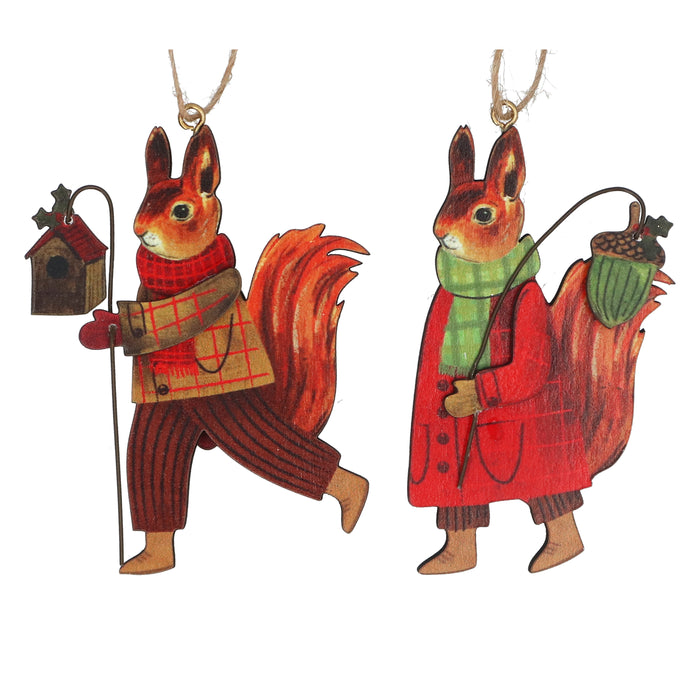 Wood Squirrel, 8cm - Mr/Mrs in Plaid, 2as