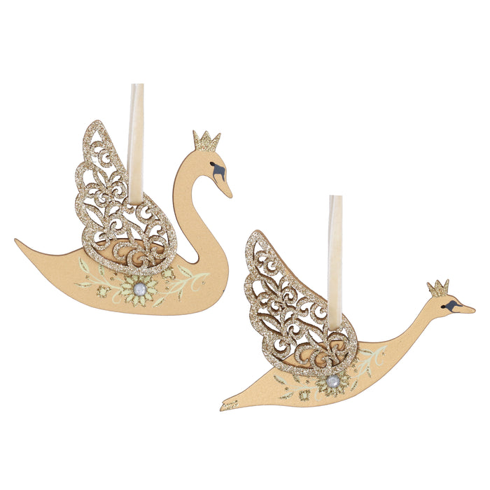 Wood Fretwork Dec - Gold Swan, 2as