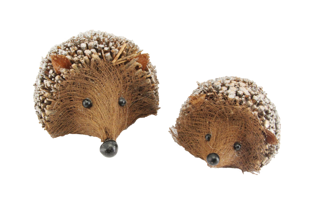 Twig Hedgehog Orn w Glitter (Set of 2)