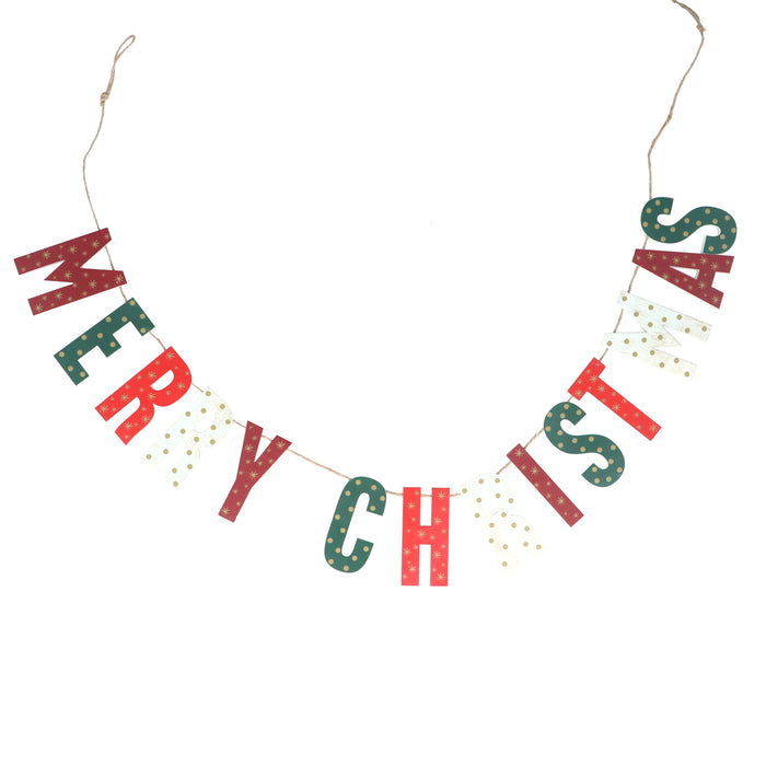 Wood Merry Christmas Garland
