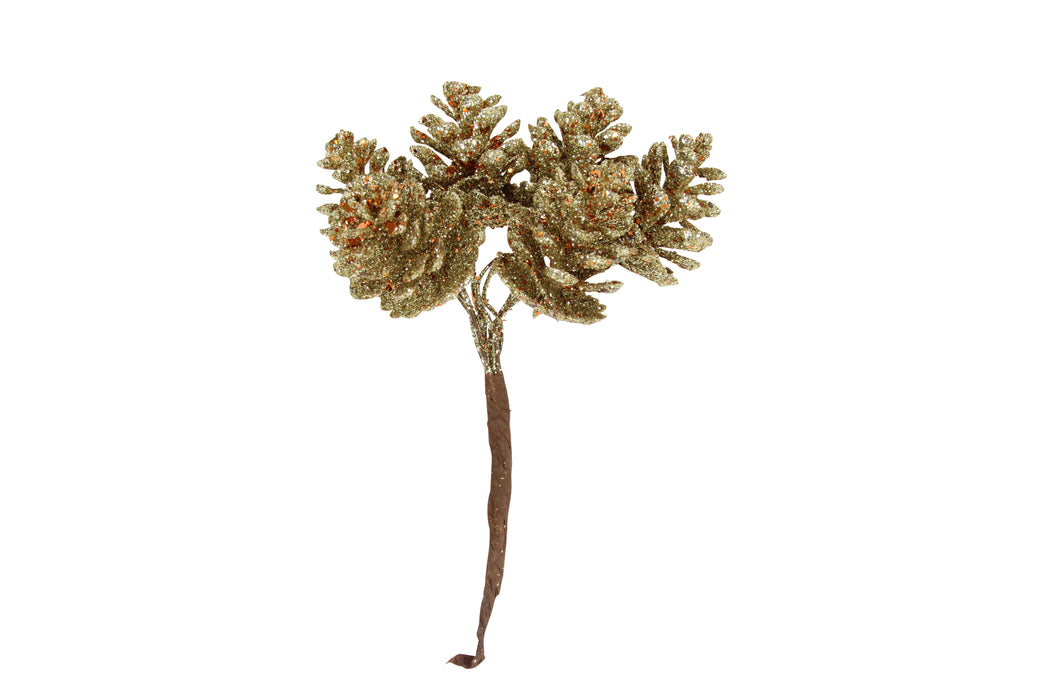 Gold Sparkling Cone Pick Bunch, Lge