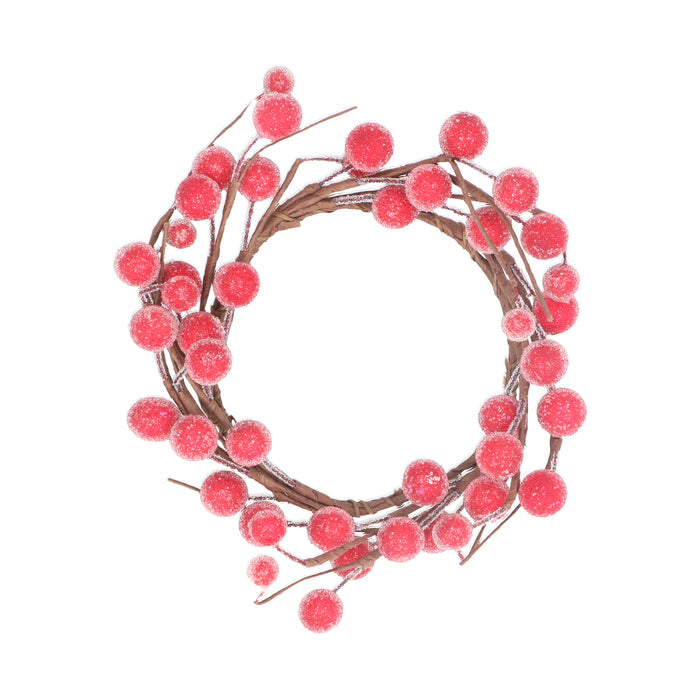 Candle Ring, 18cm - Frosted Red Berries