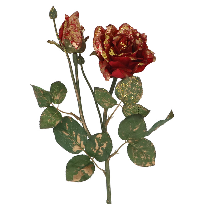 Red Rose Spray w Gold Accents