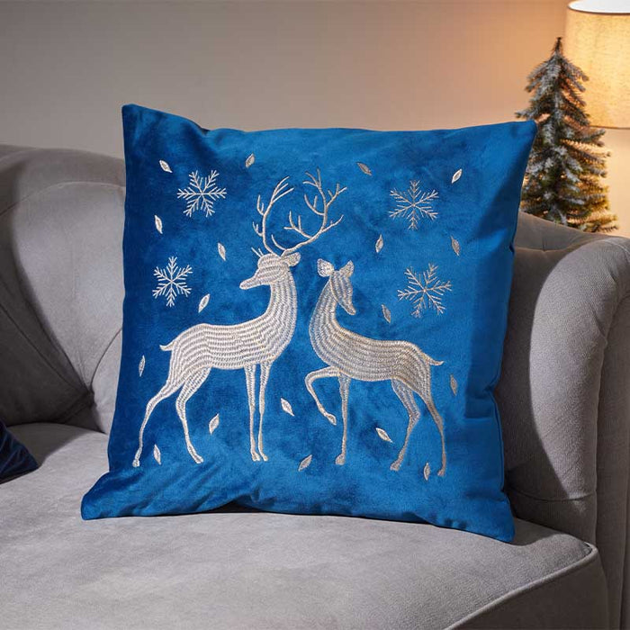 Reindeer Cushion - Sapphire