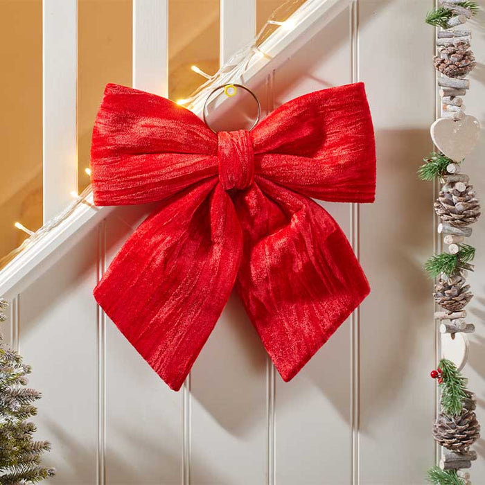 34cm Velvet Bow - Ruby