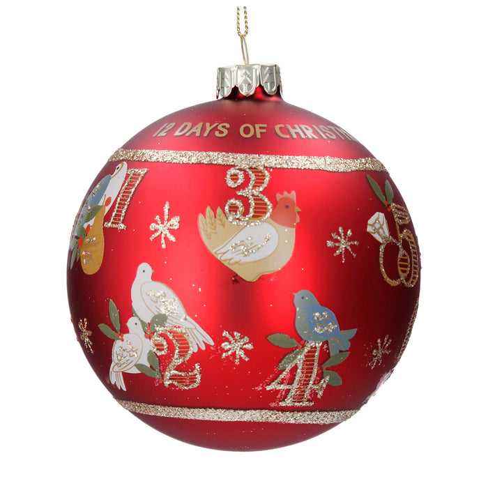 Matt Red 12 Days of Christmas Glass Ball,