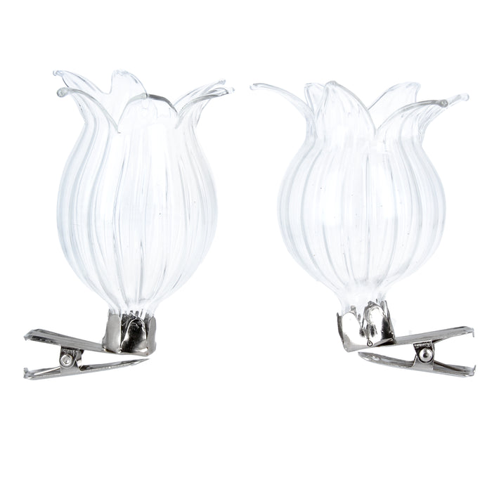 Clear Glass Flower Clip Dec, 2as