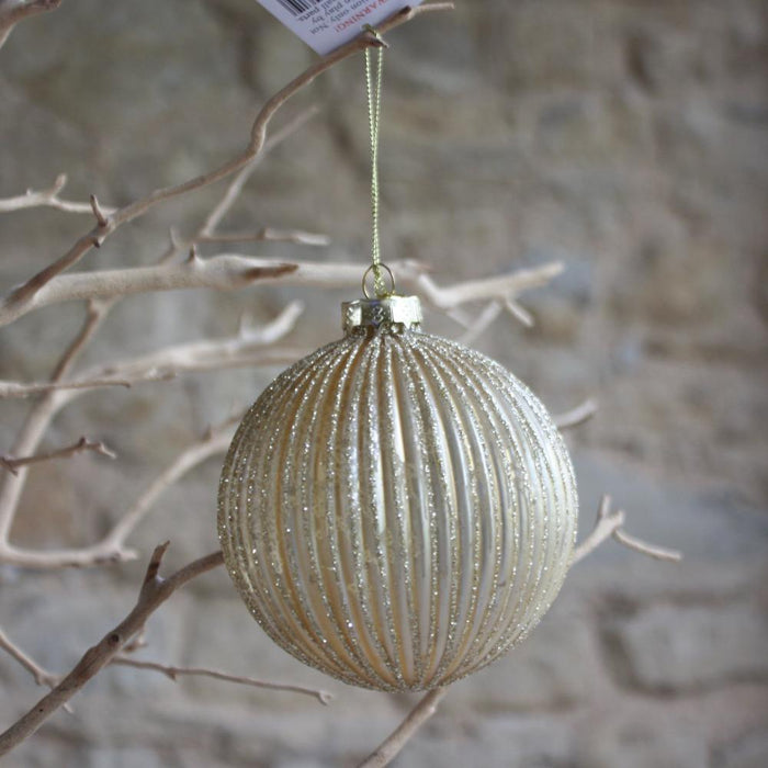 Gold Glitter/Opaque Glass Ribbed Trellis
