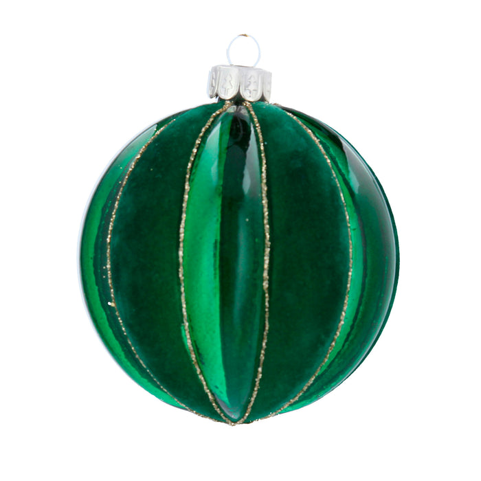Two-Tone Green Ribbed Glass Ball