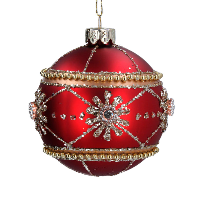 Matt Red Glass w Diamante/Bead Band