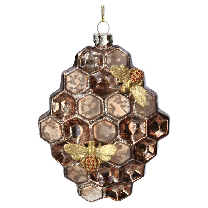 Glass Honeycomb w Bee Dec