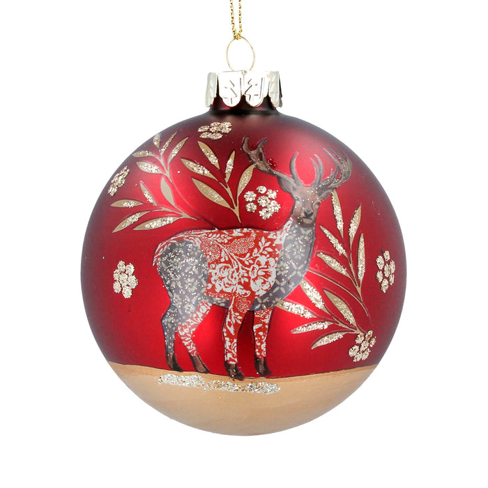 Christmas Arts&Crafts Stag Glass Ball