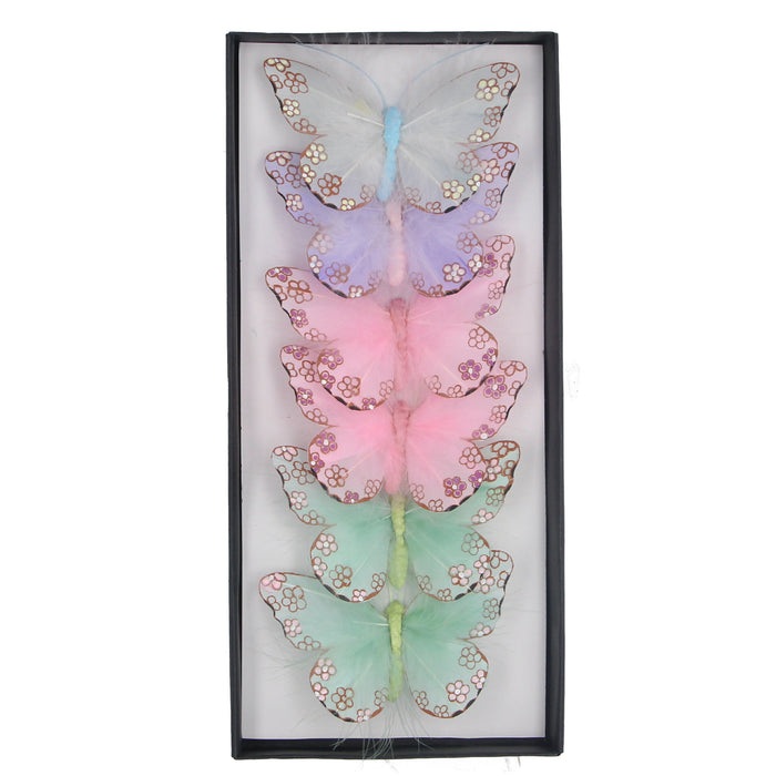 Pastel Fabric Butterfly Clip, Pack/6