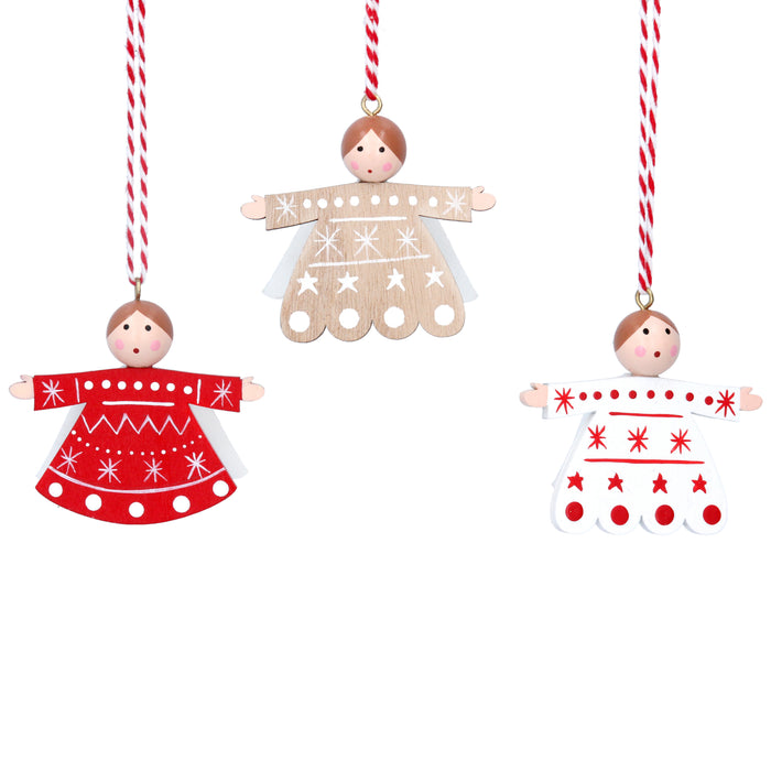 Red/White/Natural Wood Angel Dec, 3as, Sm