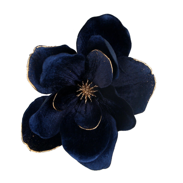 Dark Blue/Gold Fabric Magnolia Clip