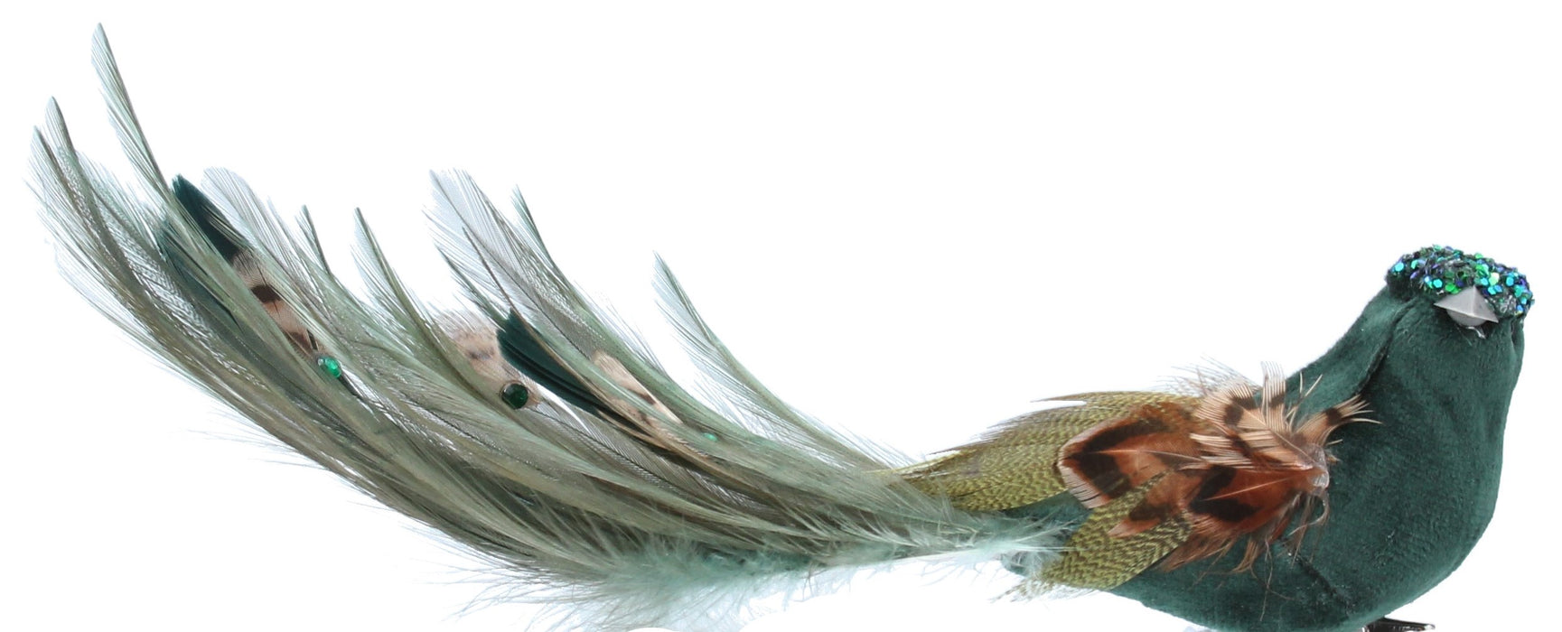 Blue/Turquoise Fabric/Feather Bird w Gold