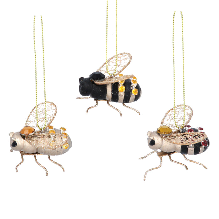 Resin/Diamante Bee Dec, 3as