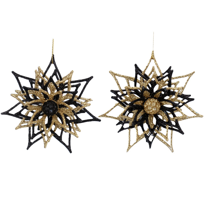 Black/Gold Glitter/Acrylic Semi 3-D Star