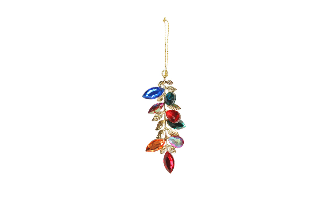 Multi Colour Jewel/Metal Leaf Drop Dec