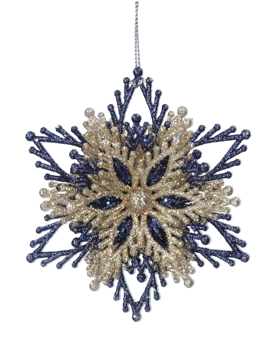 Blue/Gold Glitter/Acrylic Layered Snowfla