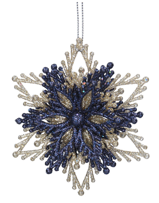Blue/Gold Glitter/Acrylic Layered Snowfla