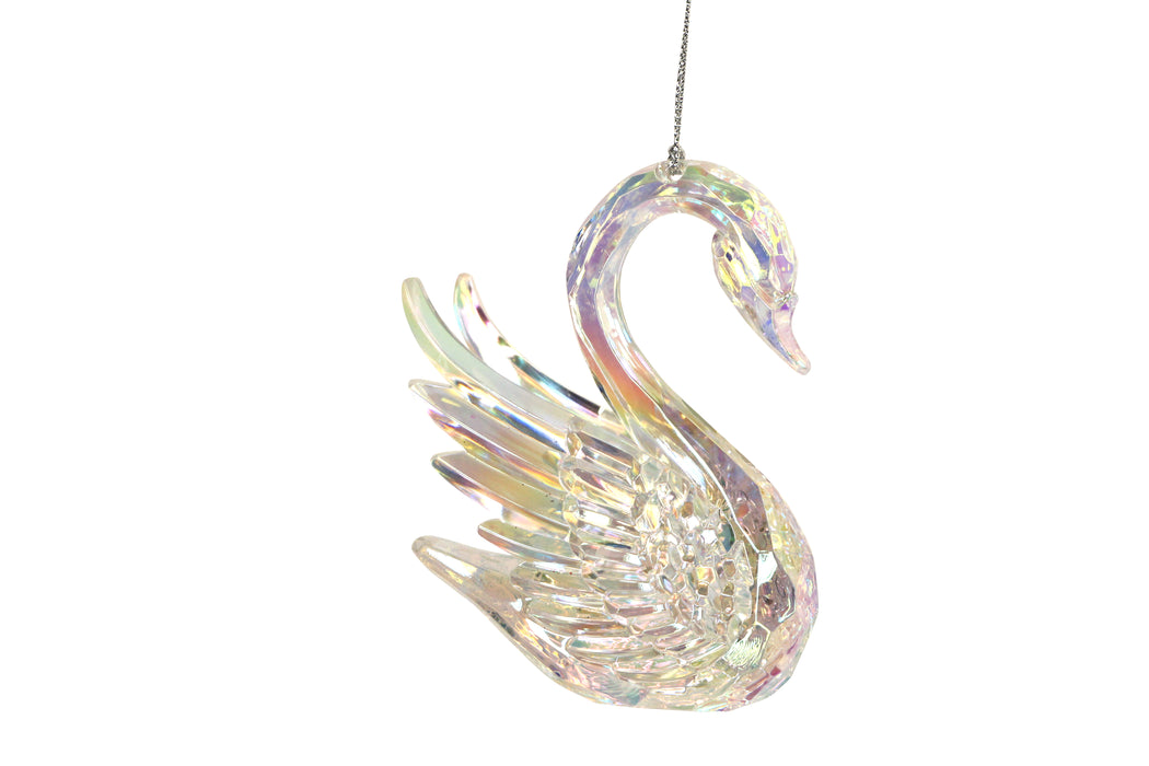 Rainbow Iridescent Acrylic Swan Dec