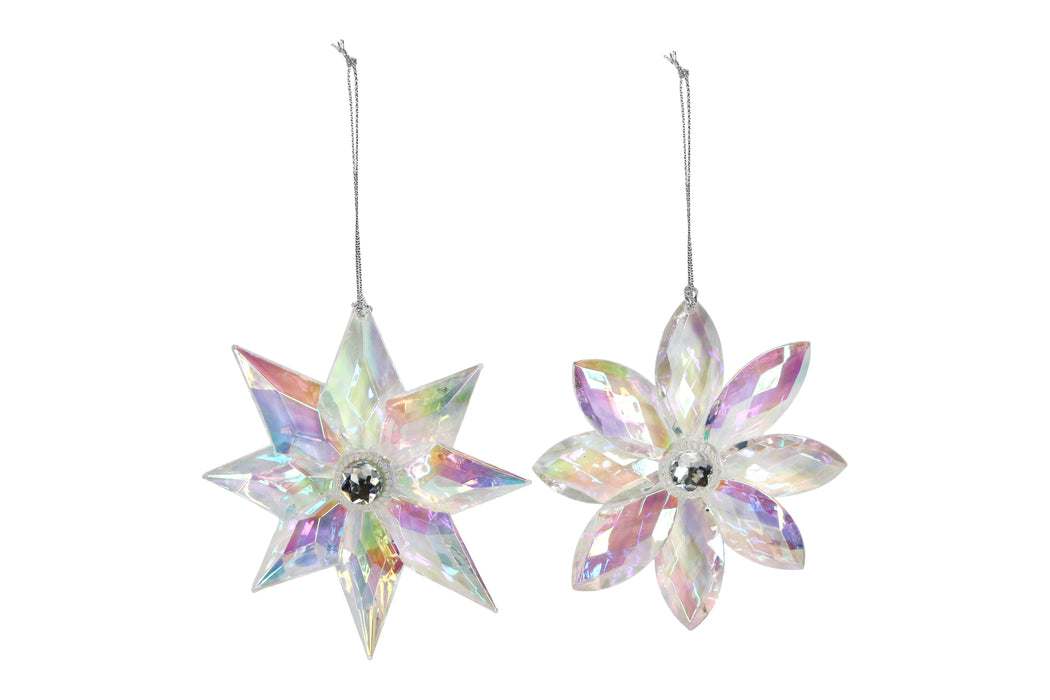 Clear Rainbow Acrylic Flower w Jewel Dec