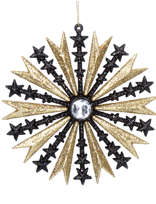 Black/Gold Glitter Starburst Dec, 2as