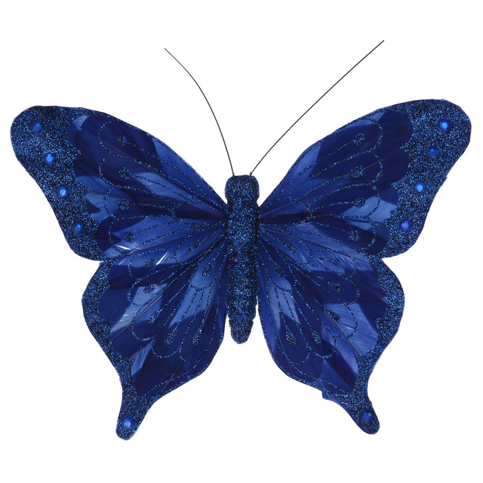 Blue Feather Butterfly Clip