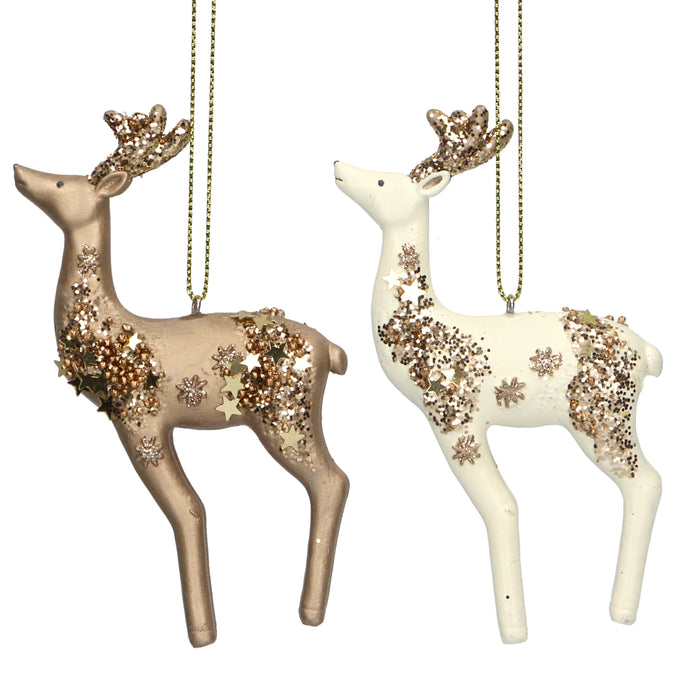 Gold/Cream Resin Reindeer Dec, 2as, Lge