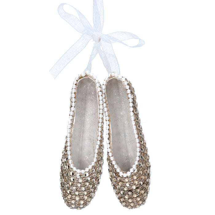 Gold Beaded Acrylic Ballet Slippers Dec