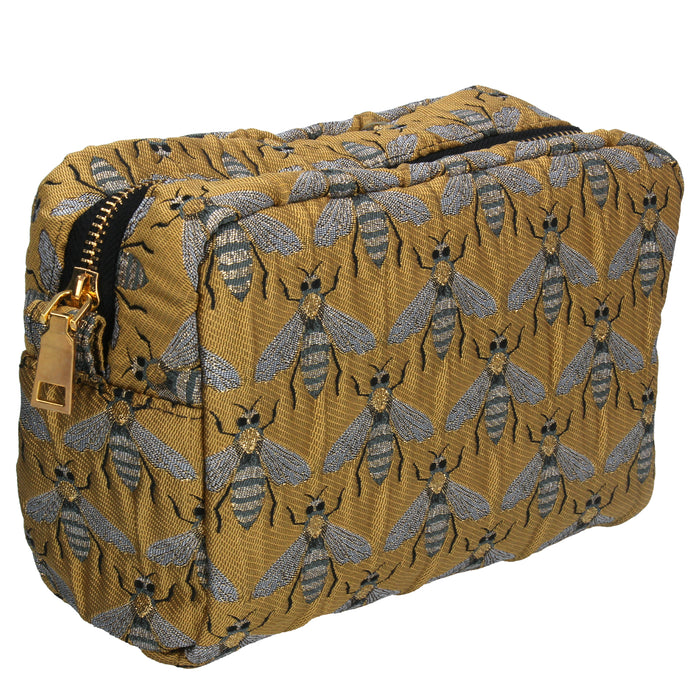 Gold Bee Jacquard Cosmetic Pouch