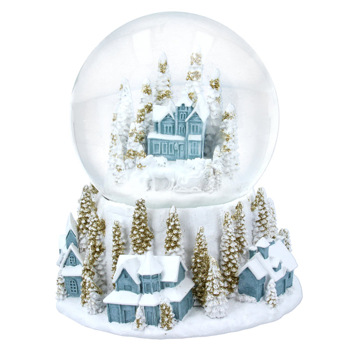 White/Blue/Gold Resin Village Dome