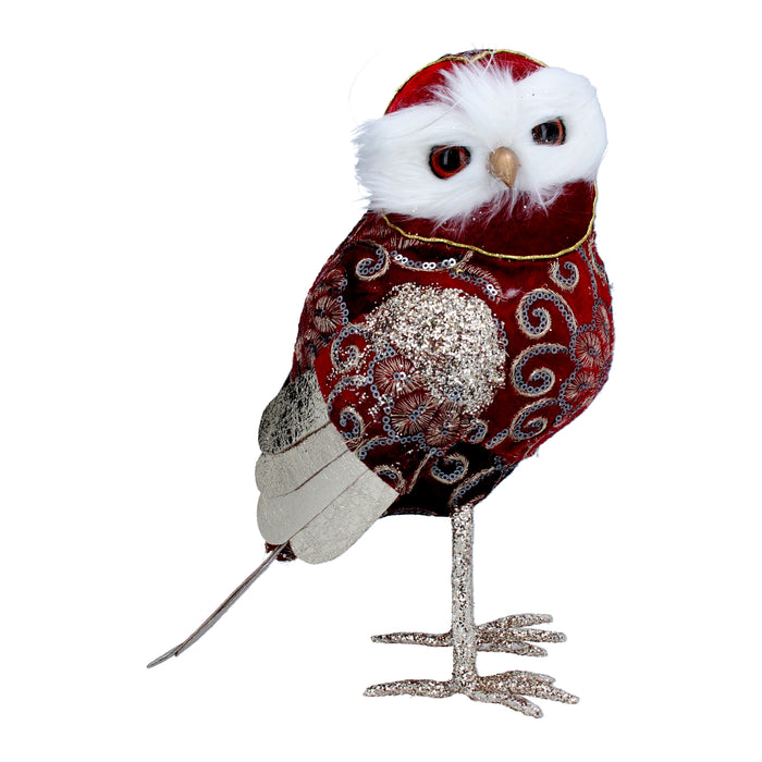 Red/Gold Fabric Owl Orn