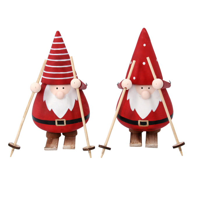 Santa on Skis Wood Orn, 2as