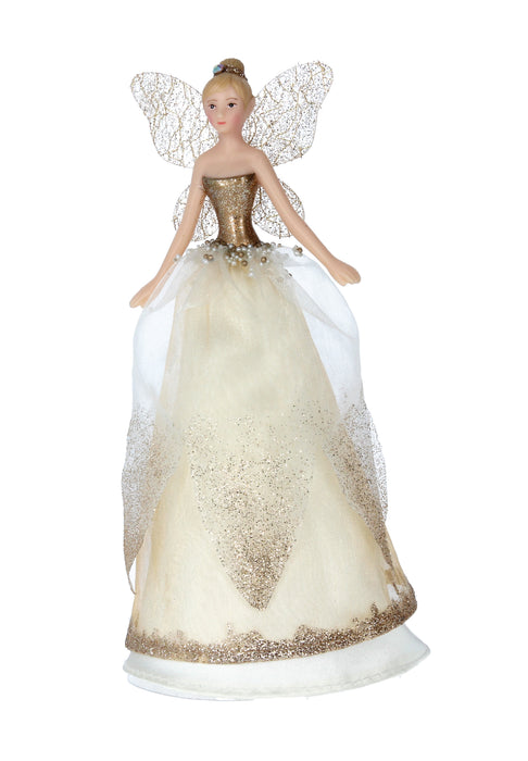 Cream/Gold Tree Top Fairy Orn, Sml