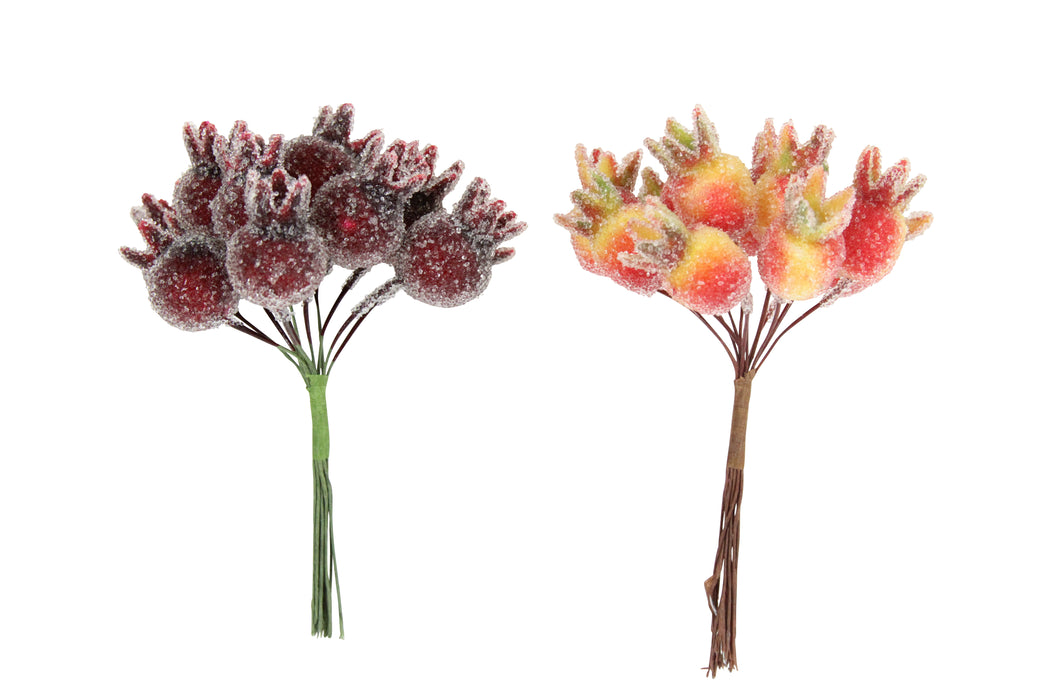 Red/Orange Frosted Rosehip Pick, 2as - 10
