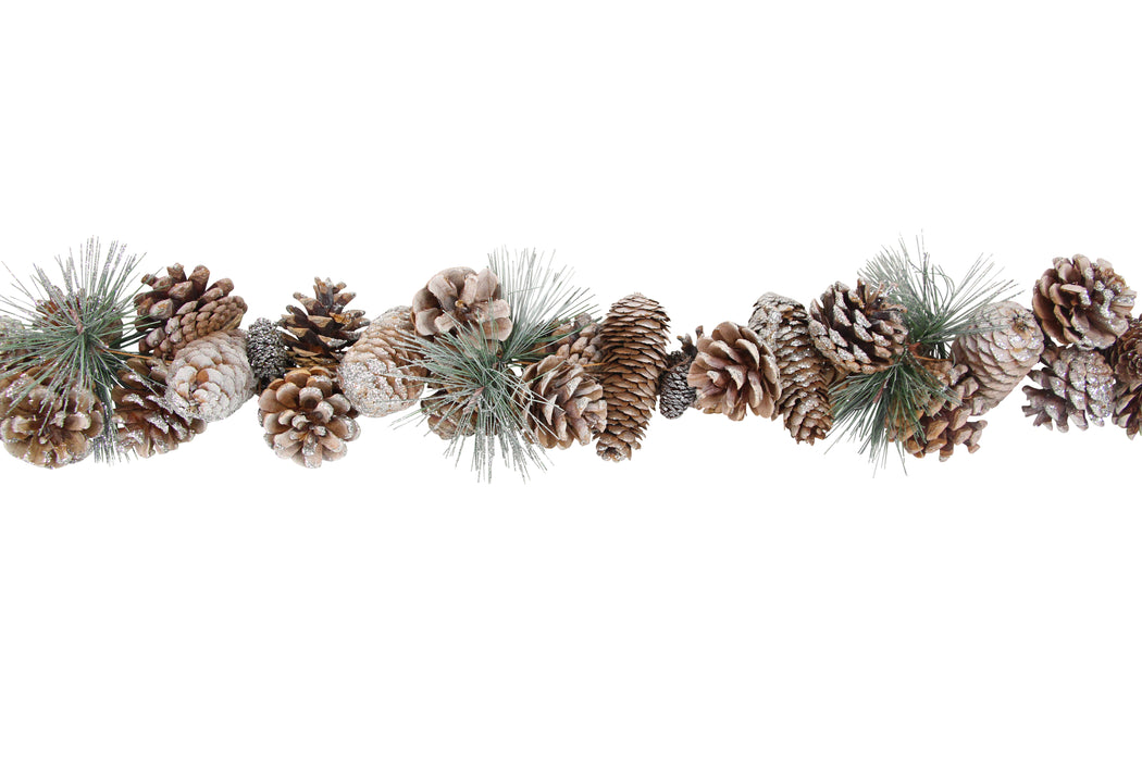 Silver Glitter Cone Fir Garland - 120cm