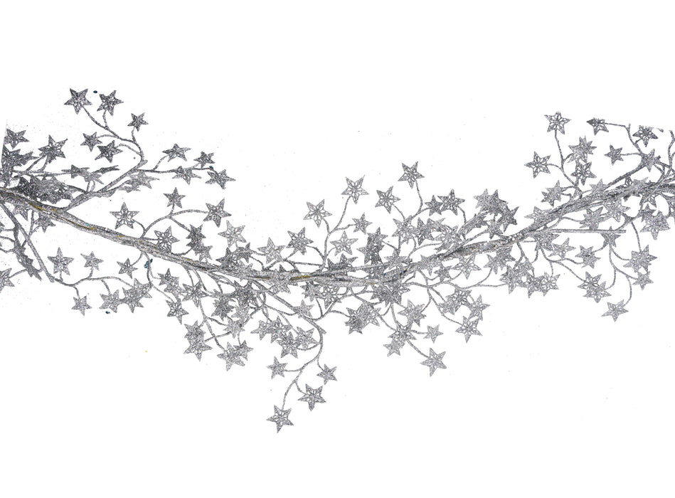 Silver Glitter Stars Garland