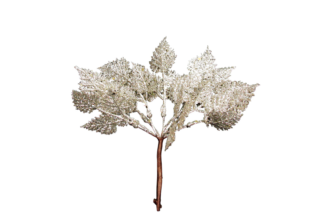 Pale Gold Glitter Acrylic Leaf Bunch Pick