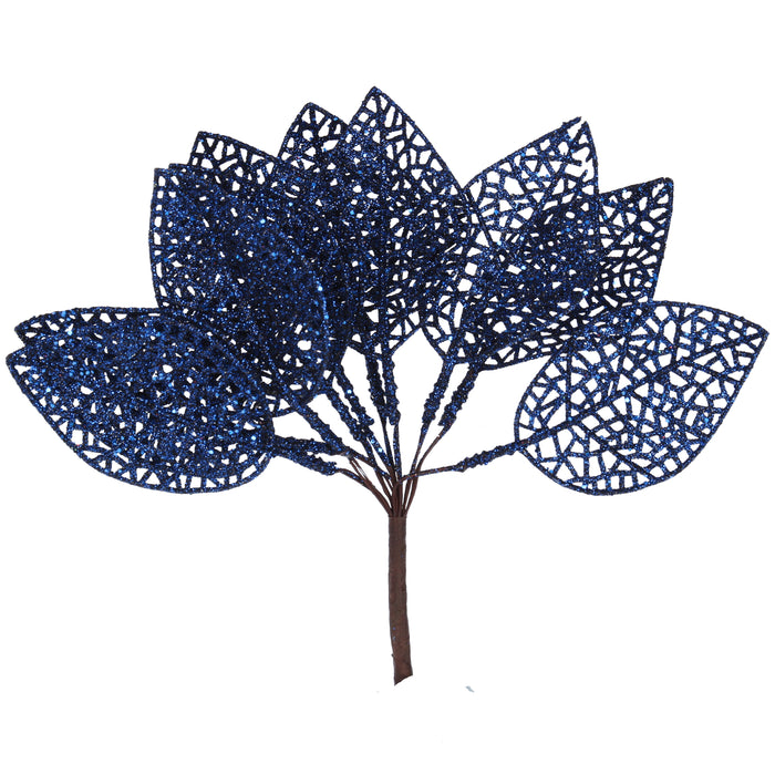 Blue Glitter Leaf Pick