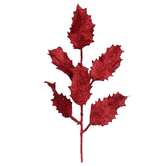 Red Glitter Holly Pick