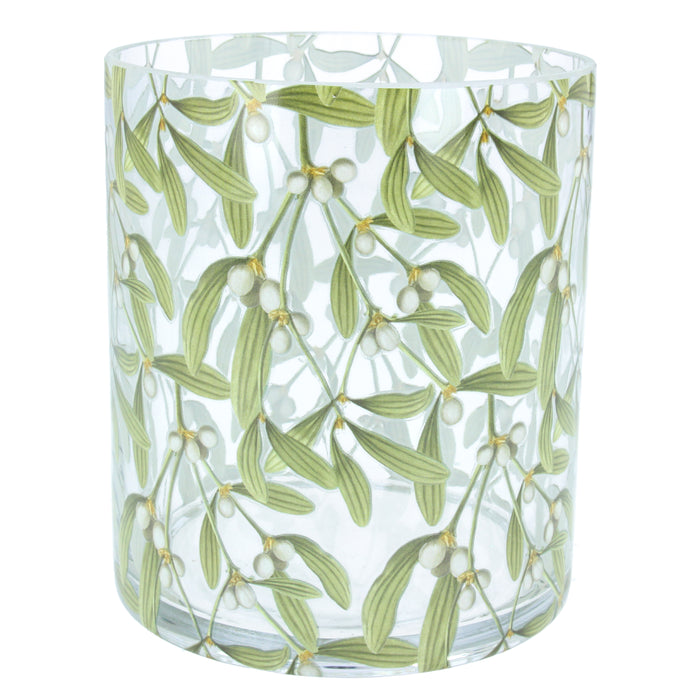 Glass Nite Lite Pot w Mistletoe, Lge