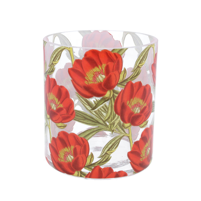 Glass Nite Lite Pot w Red Christmas Rose,