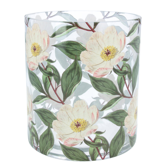 Glass Nite Lite Pot w Christmas Rose, Lge