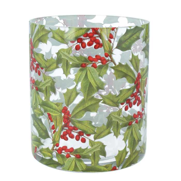 Glass Nite Lite Pot w Holly, Lge